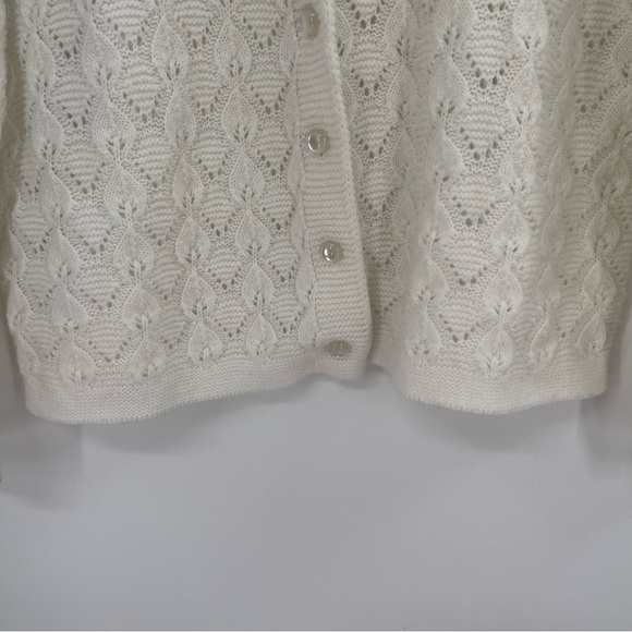 BJ by Billie Jo Vintage 60s/70s White Textured Cardigan Sweater - Picture 4 of 11